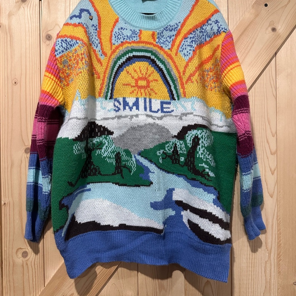 Colorful Graphic Knit Sweater